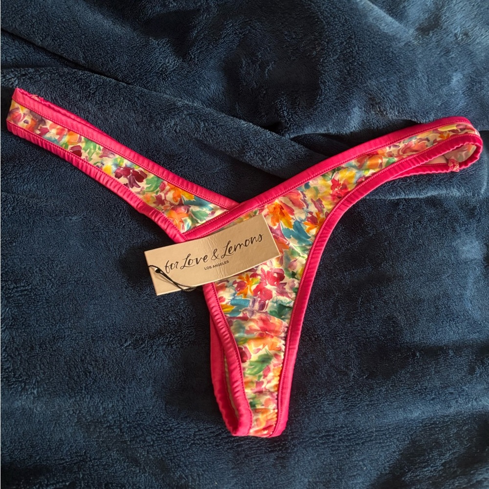 For Love And Lemons Pink Floral Thong
